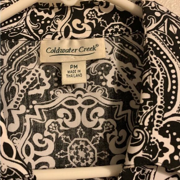 Coldwater creek Petite Medium Black and White Button Up Shirt - Picture 3 of 4